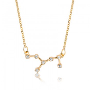 Star Zodiac Sign 12 Constellation Guardian Necklace Crystal Gold Silver Chain Clavicle Choker Necklace Valentines Day Gift