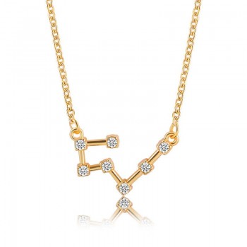 Star Zodiac Sign 12 Constellation Guardian Necklace Crystal Gold Silver Chain Clavicle Choker Necklace Valentines Day Gift