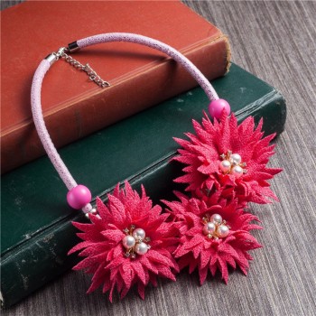 Necklaces For Women Rhinestone Pearl Fabric Flower Pendant Choker Hot Items Sale Retail Handmade