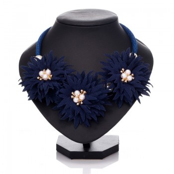 Necklaces For Women Rhinestone Pearl Fabric Flower Pendant Choker Hot Items Sale Retail Handmade