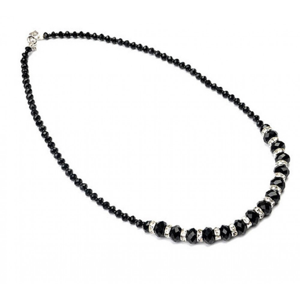 Collar Bijoux Jewelry Bib Crystal Beads Necklace With Crystal Circle Black Crystal Beads Statement Womens Necklace
