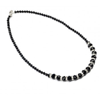 Collar Bijoux Jewelry Bib Crystal Beads Necklace With Crystal Circle Black Crystal Beads Statement Womens Necklace
