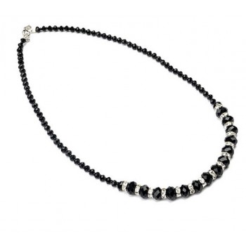 Collar Bijoux Jewelry Bib Crystal Beads Necklace With Crystal Circle Black Crystal Beads Statement Womens Necklace