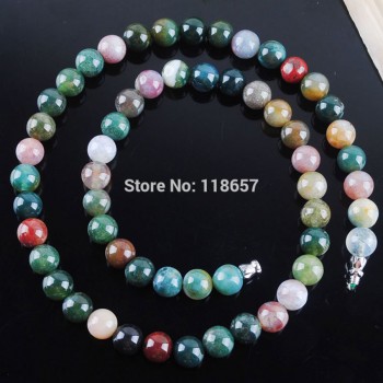 YOWOST Free shipping Indian Agates Gem Stone Round 8mm Beads Necklace 18 Inches Strand Fashion Women Jewelry IF3029
