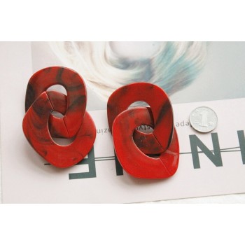 AOMU Fashion Irregular Pattern Resin Acrylic Double Circles Drop Earrings For Women Jewelry Pendientes Party Accessories