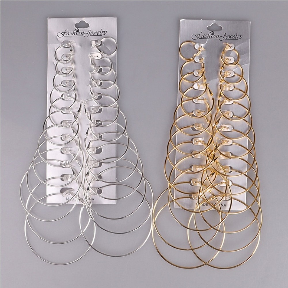 Big Circle Set Fashion Hiphop Goldamp;Silver Color Earrings For Cool Girl Earrings Oorbellen Jewelry Dendientes
