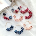 Elegant Fabric Flower drop Earrings Sweety Petal Alloy Ear Circle Big Earrings Charm Brinco For Women 2018