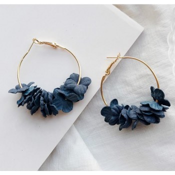 Elegant Fabric Flower drop Earrings Sweety Petal Alloy Ear Circle Big Earrings Charm Brinco For Women 2018