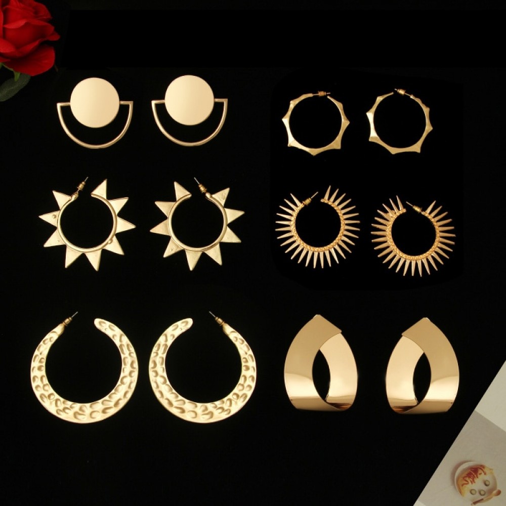 Trendy Vintage Ethnic Gold Metal Round Drop Earrings For Women Retro Geometric Big Statement Earring Female Baroque Jewelry Gift