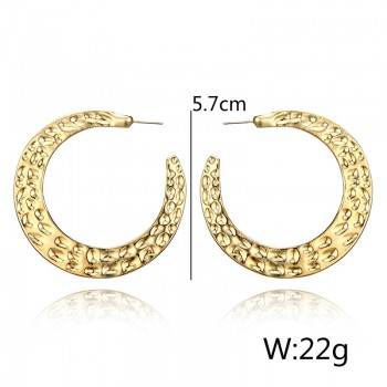Trendy Vintage Ethnic Gold Metal Round Drop Earrings For Women Retro Geometric Big Statement Earring Female Baroque Jewelry Gift
