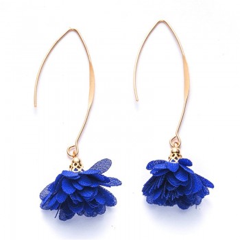 Crazy Feng Flower Lovely Tassel Long Drop Earrings Gold Color Night Dangle Pendientes Brincos Statment Ear Jewelry Best Gift
