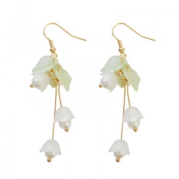 Aestheticism literature eardrop small pure and fresh and sweet girl lilies flowers earring students joker fashion earrings