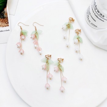 Aestheticism literature eardrop small pure and fresh and sweet girl lilies flowers earring students joker fashion earrings