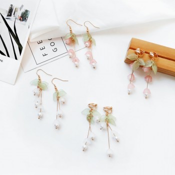 Aestheticism literature eardrop small pure and fresh and sweet girl lilies flowers earring students joker fashion earrings