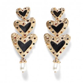 JUJIA Classic Fashion Zinc Alloy Charm Heart Dangle Earring For Women Trendy Simulated Pearl Earrings