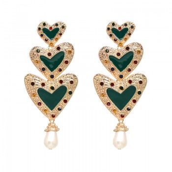 JUJIA Classic Fashion Zinc Alloy Charm Heart Dangle Earring For Women Trendy Simulated Pearl Earrings