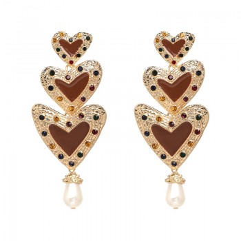 JUJIA Classic Fashion Zinc Alloy Charm Heart Dangle Earring For Women Trendy Simulated Pearl Earrings