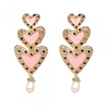 JUJIA Classic Fashion Zinc Alloy Charm Heart Dangle Earring For Women Trendy Simulated Pearl Earrings