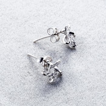 Fashion White Stars Stud Earrings for Women Ladies Genuine 100% 925 Sterling Silver Small Stud Earrings CZ Zircon Jewelry Gift