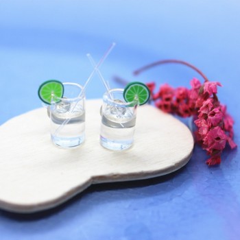 Small and Exquisite Taste Lemonade Cup Earrings Summer Personality DIY Gifts Jewelry Ladies Fashion Creative Funny Accessories