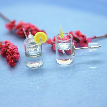 Small and Exquisite Taste Lemonade Cup Earrings Summer Personality DIY Gifts Jewelry Ladies Fashion Creative Funny Accessories