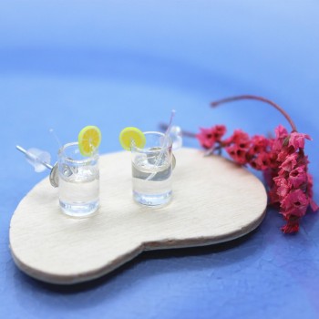 Small and Exquisite Taste Lemonade Cup Earrings Summer Personality DIY Gifts Jewelry Ladies Fashion Creative Funny Accessories