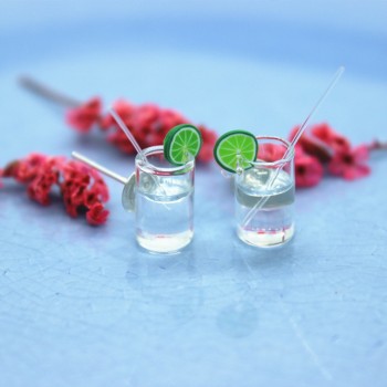 Small and Exquisite Taste Lemonade Cup Earrings Summer Personality DIY Gifts Jewelry Ladies Fashion Creative Funny Accessories