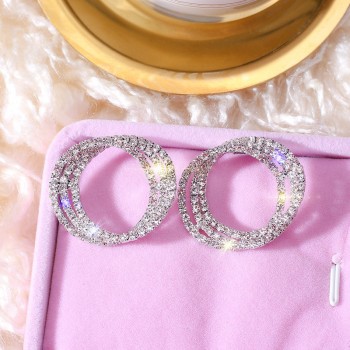 FYUAN Fashion Korean Style Small Circle Stud Earrings Luxury Gold Silver Color Rhinestone Earring Women Weddings Party Jewelry