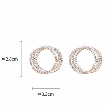 FYUAN Fashion Korean Style Small Circle Stud Earrings Luxury Gold Silver Color Rhinestone Earring Women Weddings Party Jewelry
