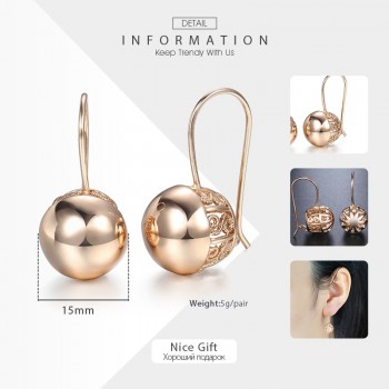 Davieslee Womens Stud Earrings 585 Rose Gold Filled Round Ball Stud Earring for Women Fashion Jewelry Snap Closure LGE66