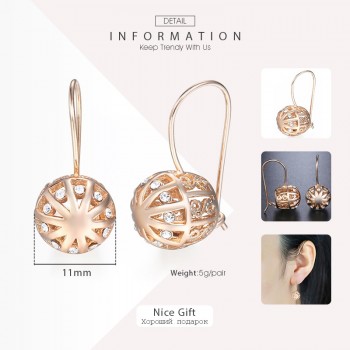 Davieslee Womens Stud Earrings 585 Rose Gold Filled Round Ball Stud Earring for Women Fashion Jewelry Snap Closure LGE66