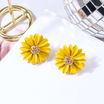 5 Color Fashion 2018 Ladies Cute Spray Paint Metal Flower Stud Earrings For Women Korean Jewelry Kids Girls Gifts Earring Brinco