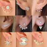 2017 Summer New Style Full Crystal Front Back Double Sided Stud Earrings For Women Fashion Ear Jacket Piercing Earing