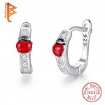 BELAWANG Cute 925 Sterling Silver Animal Ladybug Earrings For Child Red Enamel Small Ladybird Stud Earrings Fashion Jewelry Gift