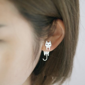 Prevent Allergy 100% 925 Sterling Silver Cat Fish Stud Earrings For Women Gift Hypoallergenic Sterling-silver-jewelry