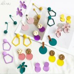 AOMU 2018 New Metal Wire Ball Colorful Acrylic Geometric Circle Irregular Flower Long Dangle Earrings For Women Girl Brinco