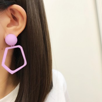 AOMU 2018 New Metal Wire Ball Colorful Acrylic Geometric Circle Irregular Flower Long Dangle Earrings For Women Girl Brinco