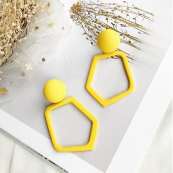 AOMU 2018 New Metal Wire Ball Colorful Acrylic Geometric Circle Irregular Flower Long Dangle Earrings For Women Girl Brinco