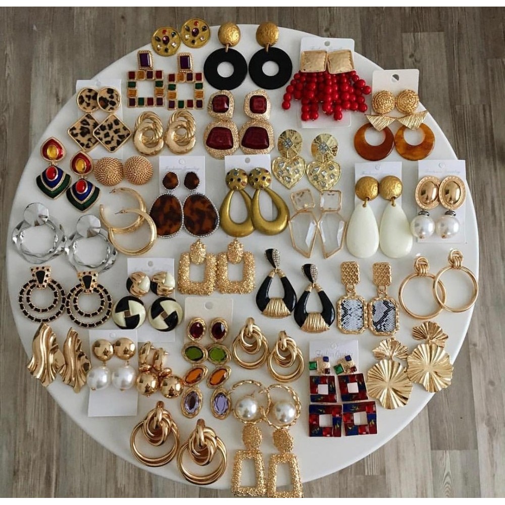 Best Lady Fashion ZA Drop Earrings For Women Boho Wedding Vintage Dangle Statement Earrings Jewelry Party Girl Gifts Bijoux