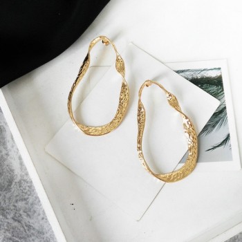 AOMU Vintage Exaggerated Metal Geometric Big Circle Dangle Earrings Gold Silver Fringed Long Earring For Women Party Jewelry