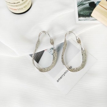 AOMU Vintage Exaggerated Metal Geometric Big Circle Dangle Earrings Gold Silver Fringed Long Earring For Women Party Jewelry