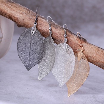 2018 Fashion Bohemian Long Earrings Unique Natural Real Leaf Big Earrings For Women  Jewelry Gift oorbellen pendientes mujer mod