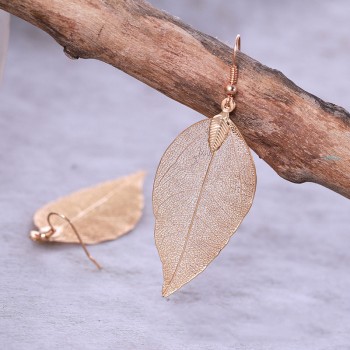 2018 Fashion Bohemian Long Earrings Unique Natural Real Leaf Big Earrings For Women  Jewelry Gift oorbellen pendientes mujer mod