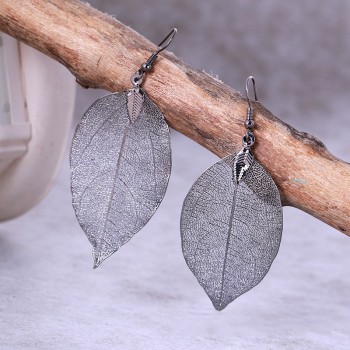 2018 Fashion Bohemian Long Earrings Unique Natural Real Leaf Big Earrings For Women  Jewelry Gift oorbellen pendientes mujer mod
