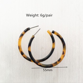 UJBOX 2018 Colored Acetate Earrings women Large Leopard Resin Acetic Acid Hoop Earrings Factory Wholesale Wedding Party Gift