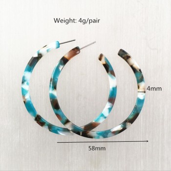 UJBOX 2018 Colored Acetate Earrings women Large Leopard Resin Acetic Acid Hoop Earrings Factory Wholesale Wedding Party Gift
