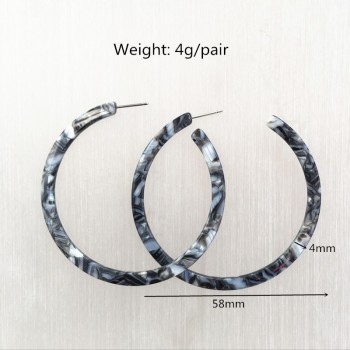 UJBOX 2018 Colored Acetate Earrings women Large Leopard Resin Acetic Acid Hoop Earrings Factory Wholesale Wedding Party Gift