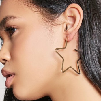 2018 New Star Gold Tone Hoop Earrings For Women Fashion Statement Earrings 2018 Femme Bijoux Silver Earrings Brincos Jewelry
