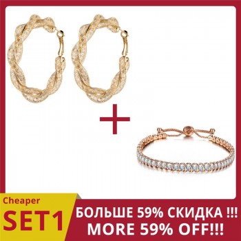 17KM Oversize Geometric Circle Round Hoop Earrings for Women Brincos Cubic Zirconia Twist Earring Gold Color Party Jewelry Gift