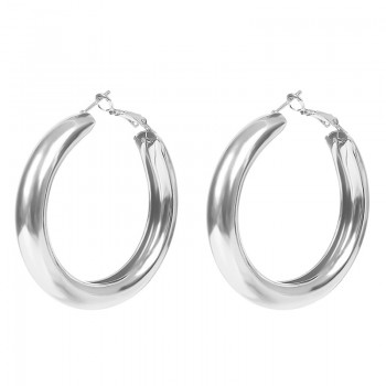 SRCOI 50 MM Big Gold Hoops Earrings Minimalist Thick Tube Round Circle Rings Earrings For Women Zinc Alloy Trendy Hiphop Rock